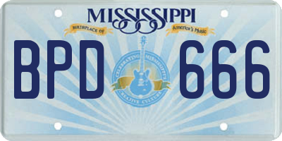 MS license plate BPD666