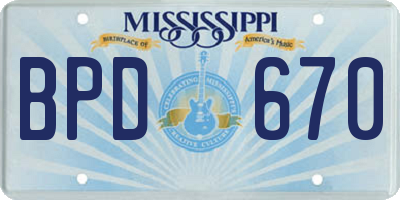 MS license plate BPD670