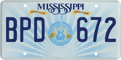 MS license plate BPD672