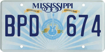 MS license plate BPD674