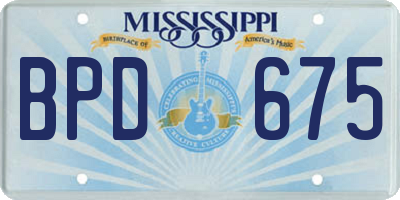 MS license plate BPD675