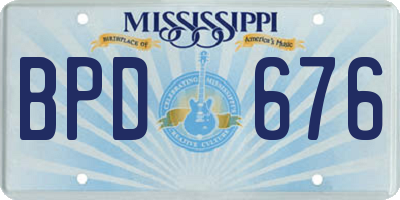 MS license plate BPD676