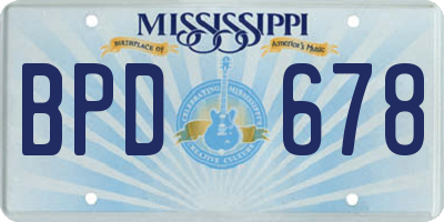 MS license plate BPD678