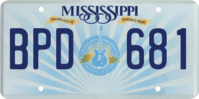 MS license plate BPD681
