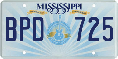MS license plate BPD725