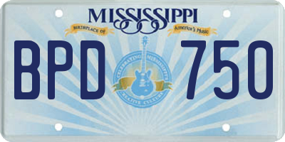 MS license plate BPD750
