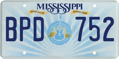 MS license plate BPD752