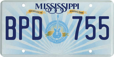 MS license plate BPD755