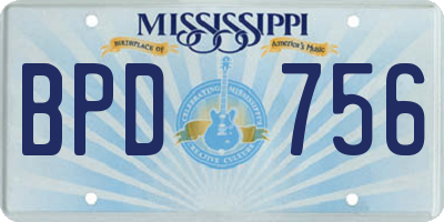 MS license plate BPD756