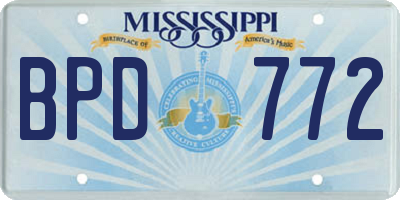 MS license plate BPD772