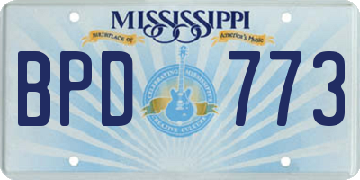 MS license plate BPD773