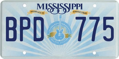 MS license plate BPD775