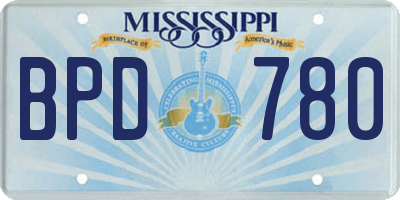 MS license plate BPD780