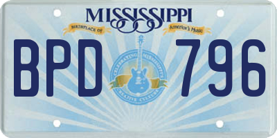 MS license plate BPD796