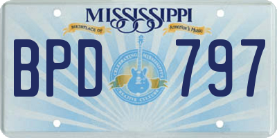 MS license plate BPD797