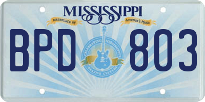 MS license plate BPD803