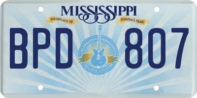 MS license plate BPD807