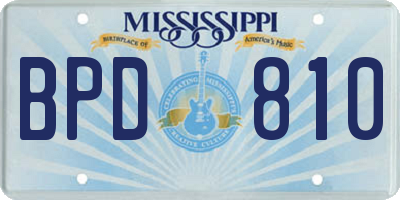 MS license plate BPD810