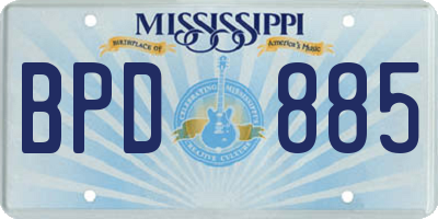 MS license plate BPD885