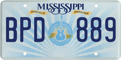 MS license plate BPD889