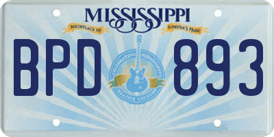 MS license plate BPD893