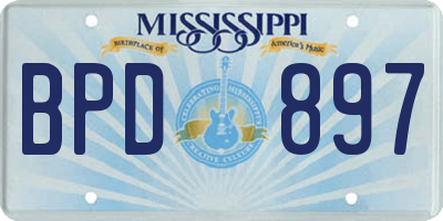 MS license plate BPD897