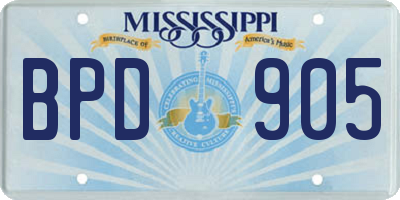 MS license plate BPD905