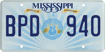 MS license plate BPD940