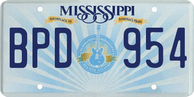 MS license plate BPD954