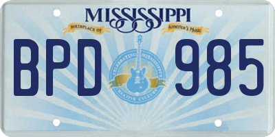 MS license plate BPD985