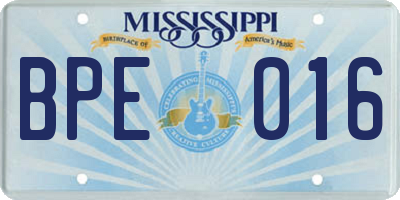 MS license plate BPE016