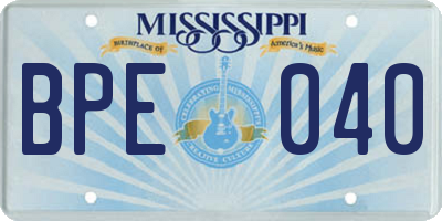 MS license plate BPE040