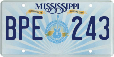 MS license plate BPE243