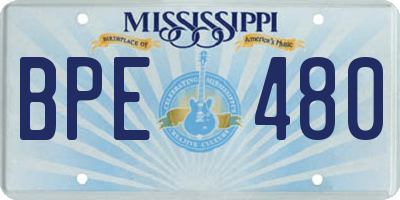 MS license plate BPE480