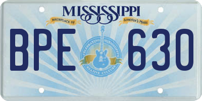 MS license plate BPE630