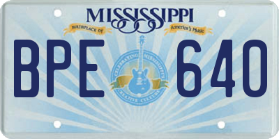 MS license plate BPE640