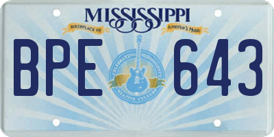 MS license plate BPE643