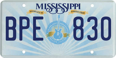 MS license plate BPE830