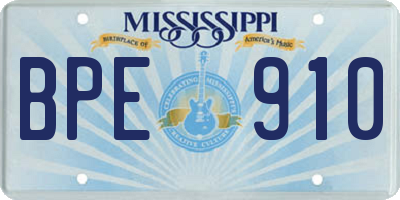 MS license plate BPE910