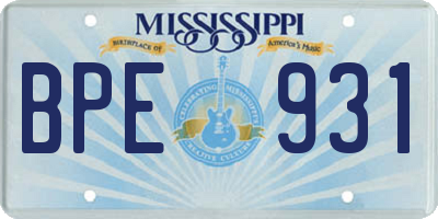 MS license plate BPE931