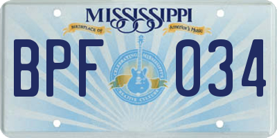 MS license plate BPF034