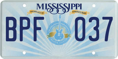 MS license plate BPF037
