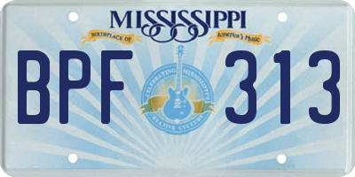 MS license plate BPF313
