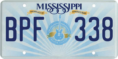 MS license plate BPF338