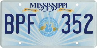 MS license plate BPF352
