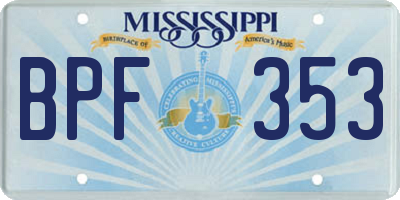 MS license plate BPF353