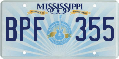 MS license plate BPF355