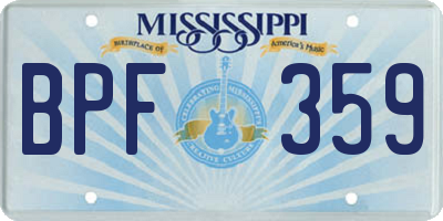 MS license plate BPF359