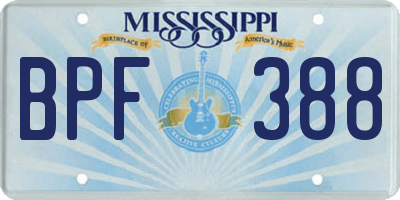 MS license plate BPF388