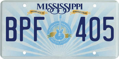 MS license plate BPF405